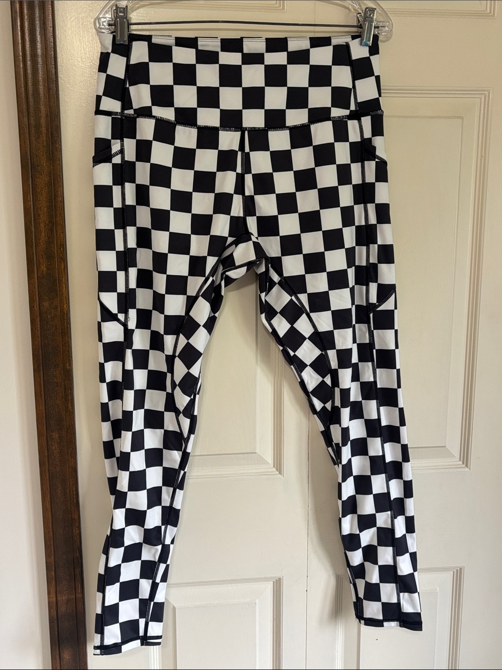 Black and white checkered leggings